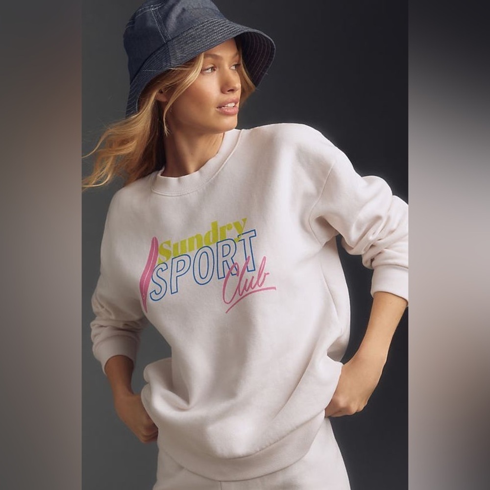 Sundry Sport Club Sweatshirt, Size Medium, Casual Pullover Clean Girl Sweater